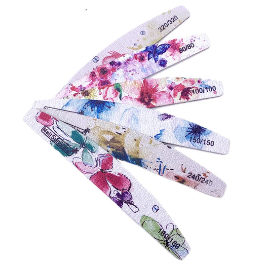6 Pcs Nail Files Strong Sandpaper Washable Nails Buffer Emery Board 80/100/150/180/240/320 Grit Lime a Ongle Manicure Polishing