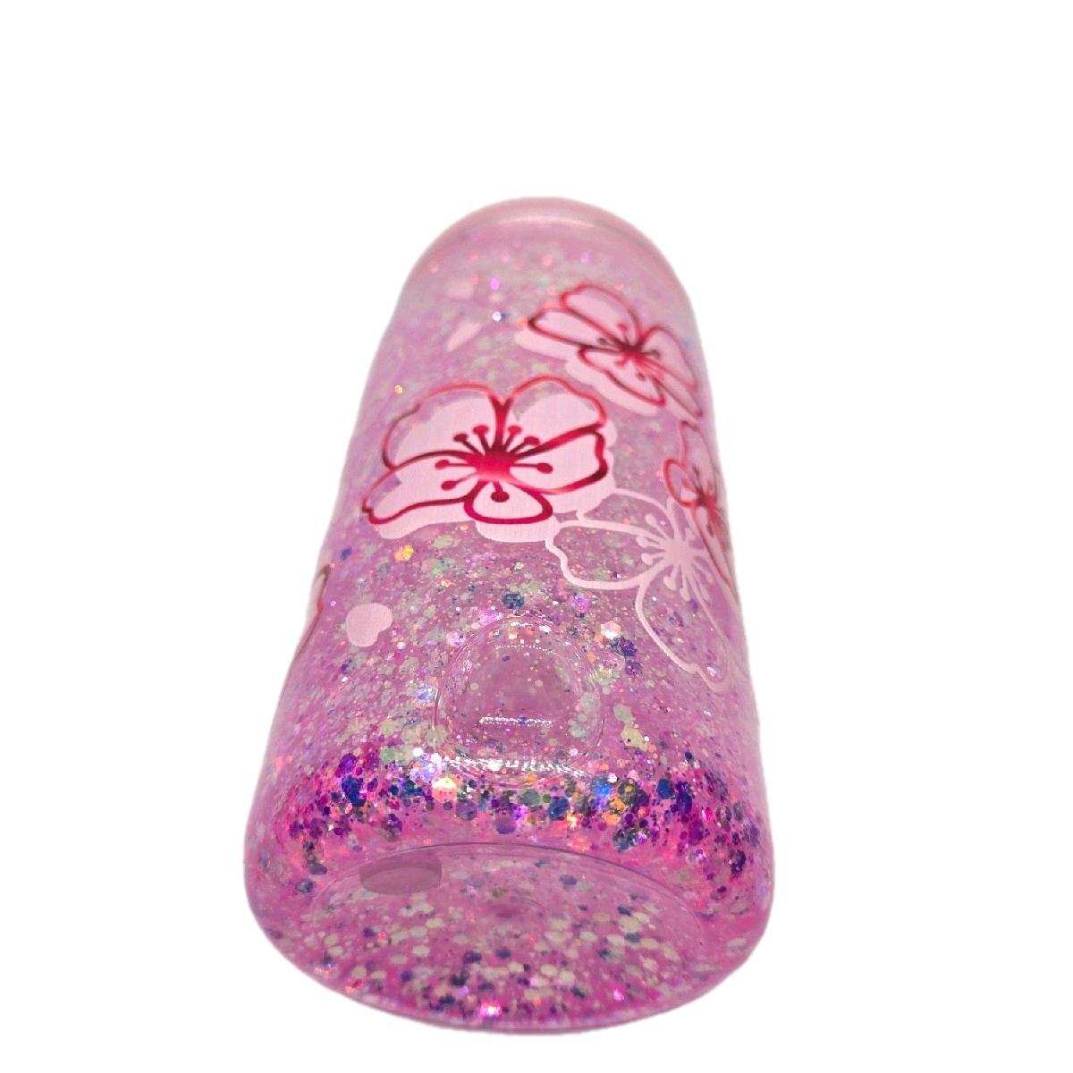 Glitter Plastic Cup with Pink Flowers Design for Drinking - Perfect for Any Occasion