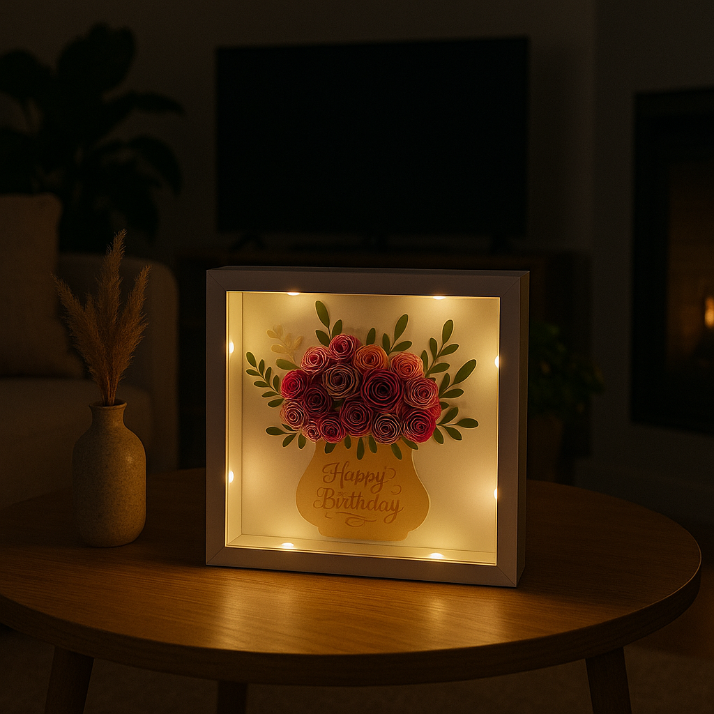 Lighted Floral Shadow Box 8x8