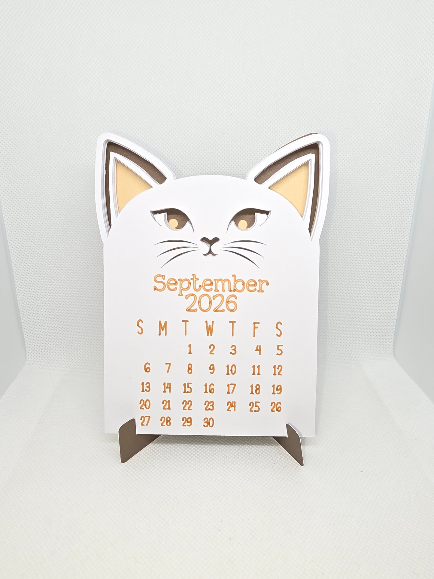 (Copy) 2026 Mini Desk Calendar – Cute Layered Paper Design (Cat)