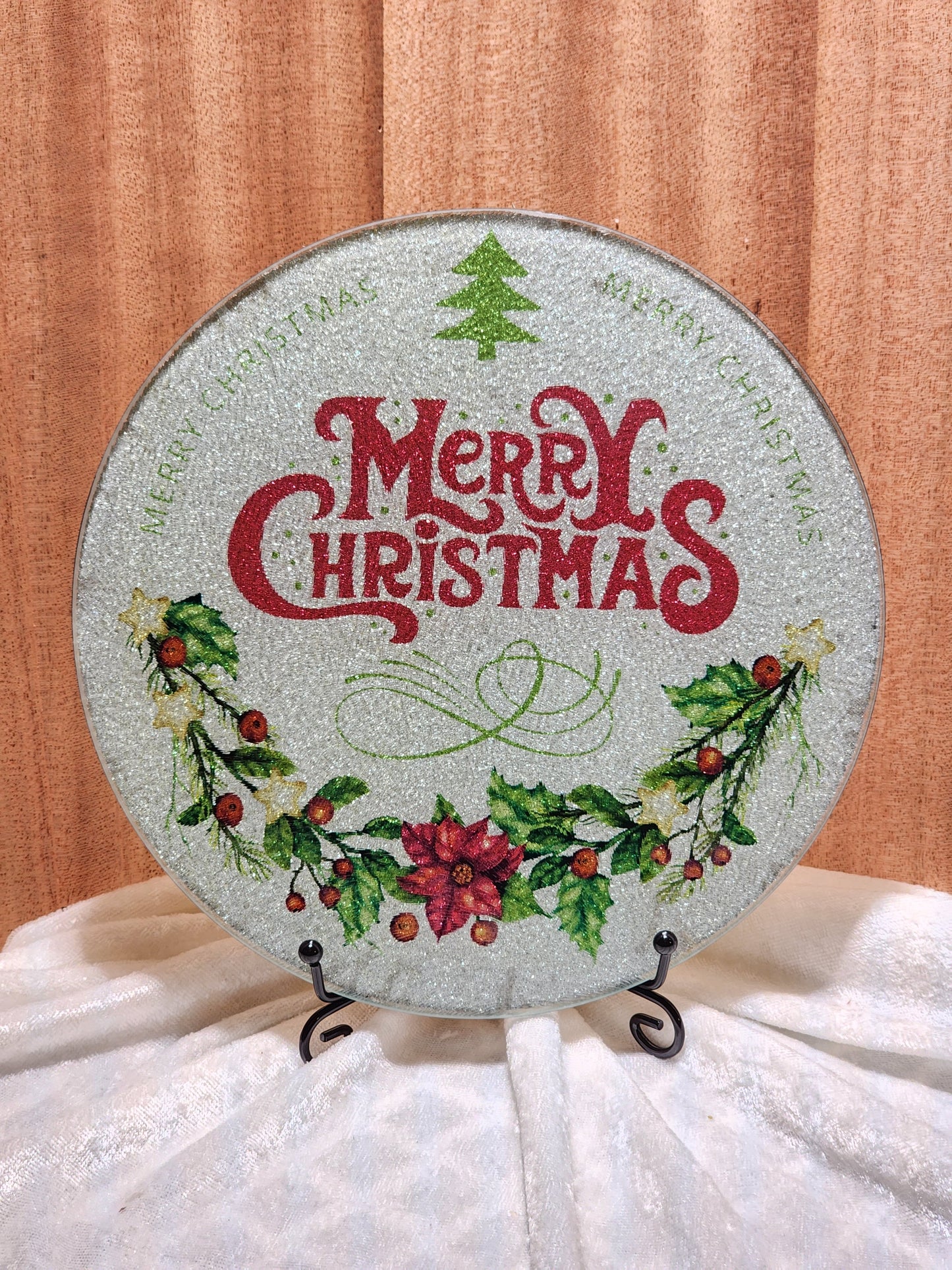 Merry Christmas glass cutting board