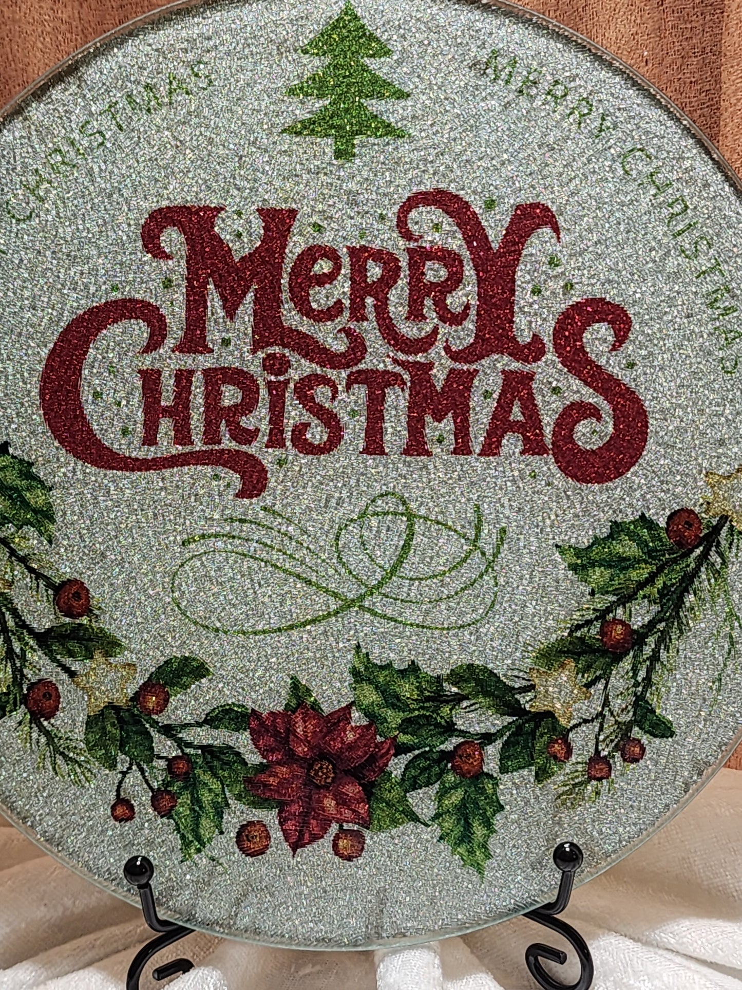 Merry Christmas glass cutting board