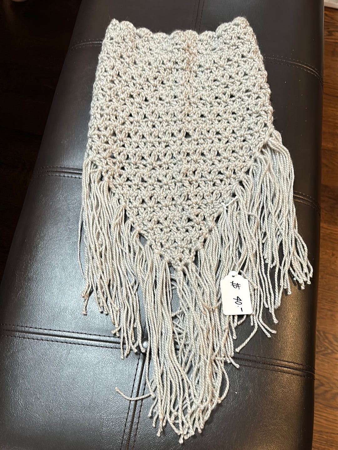 Handmade crocheted chest warmer color light gray