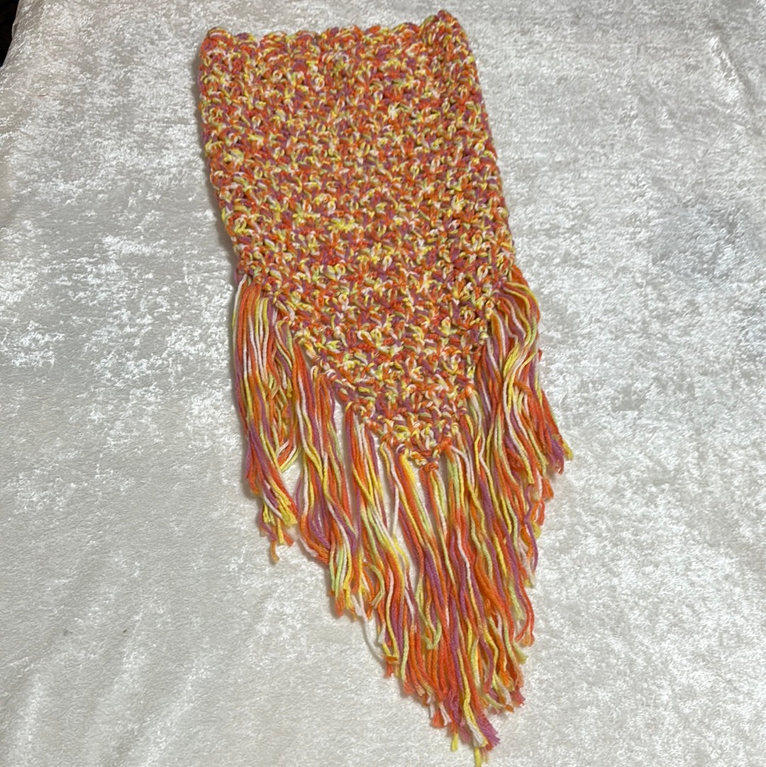 Handmade crocheted chest warmer multi color ( orange, white, purple, yellow)