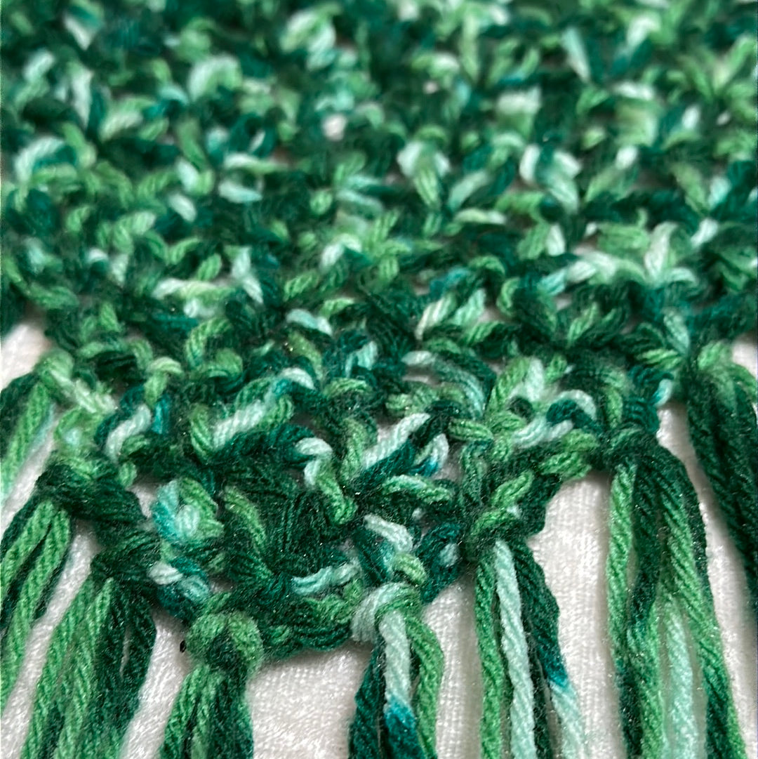 Handmade Crocheted green and white