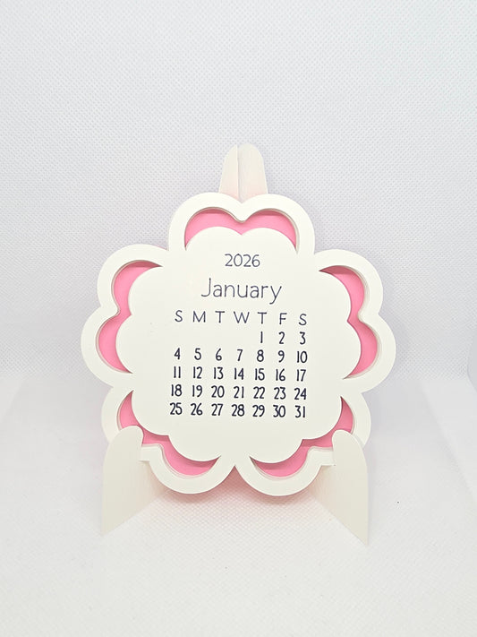 2026 Mini Desk Calendar – Cute Layered Paper Design (Flower)