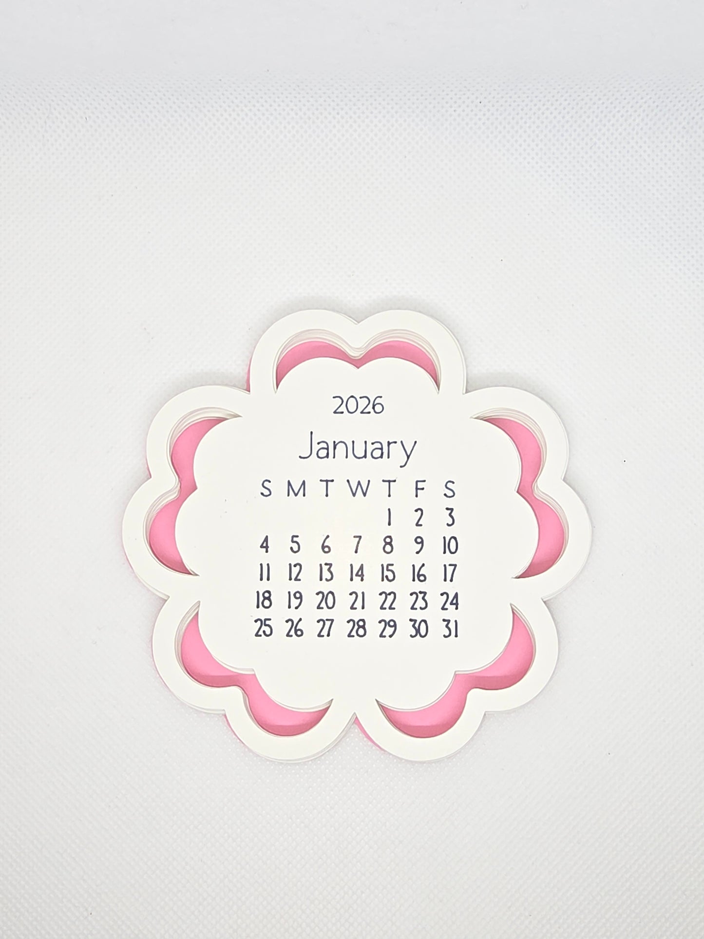 2026 Mini Desk Calendar – Cute Layered Paper Design (Flower)