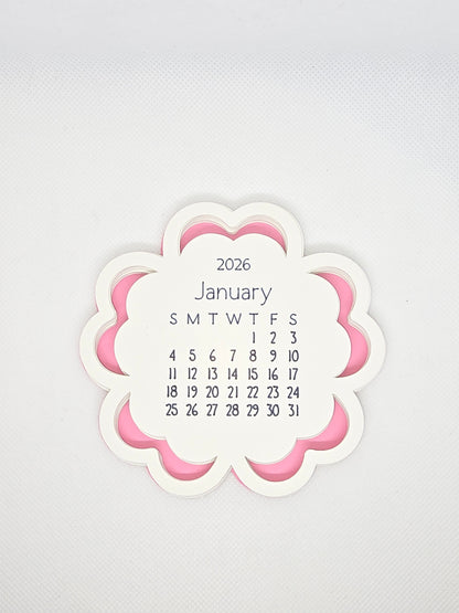 2026 Mini Desk Calendar – Cute Layered Paper Design (Flower)