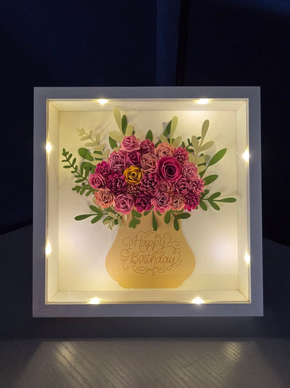 Lighted Floral Shadow Box 8x8