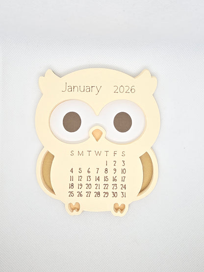 2026 Mini Desk Calendar – Cute Layered Paper Design (Owl)