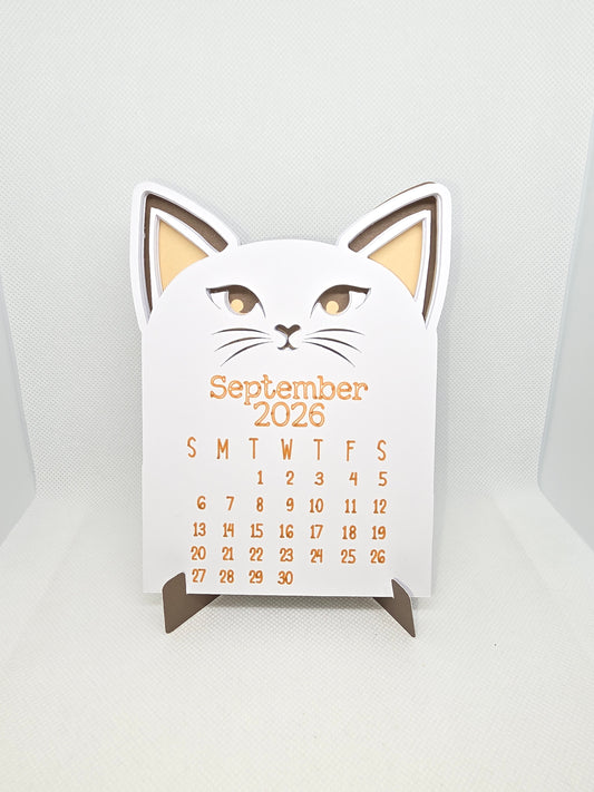 (Copy) 2026 Mini Desk Calendar – Cute Layered Paper Design (Cat)